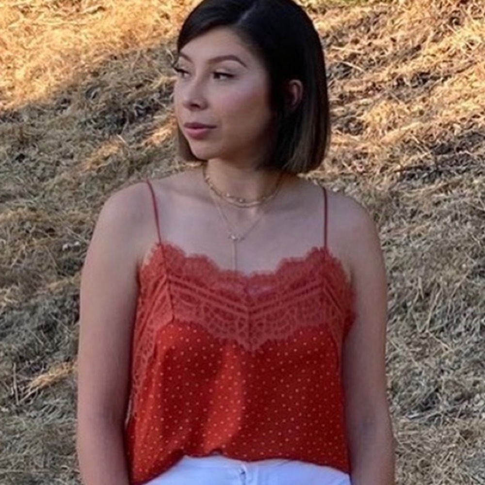 Tangerine Lace Dotted Blouse New with tags